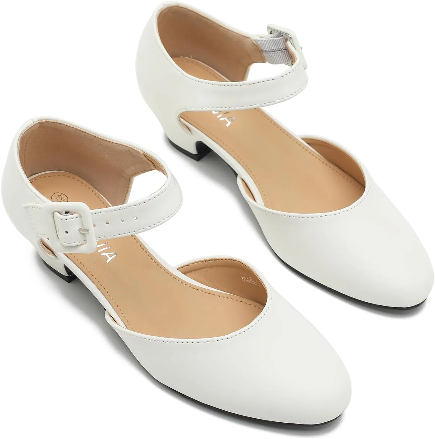 LIURUIJIA Women's Closed Toe Low Heel Dress Shoes Ankle Strap D'Orsay Work Office Comfortable Pumps