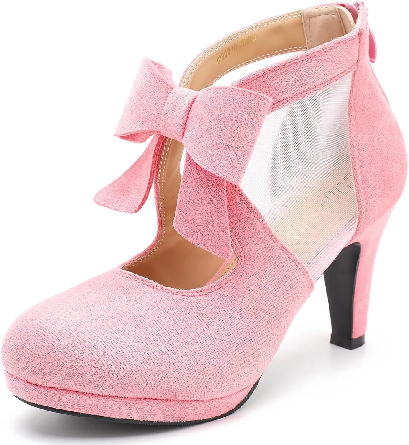 LIURUIJIA Womens Platform High Heels Bow Pumps Cutout Mesh Panel Wedding Work Party Dress Shoes