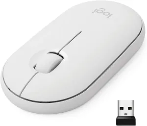 Logitech Pebble Wireless Mouse with Bluetooth or 2.4 GHz Receiver, Silent, Slim Computer Mouse with Quiet Clicks, for Laptop/Notebook/iPad/PC/Mac/Chromebook - Off White