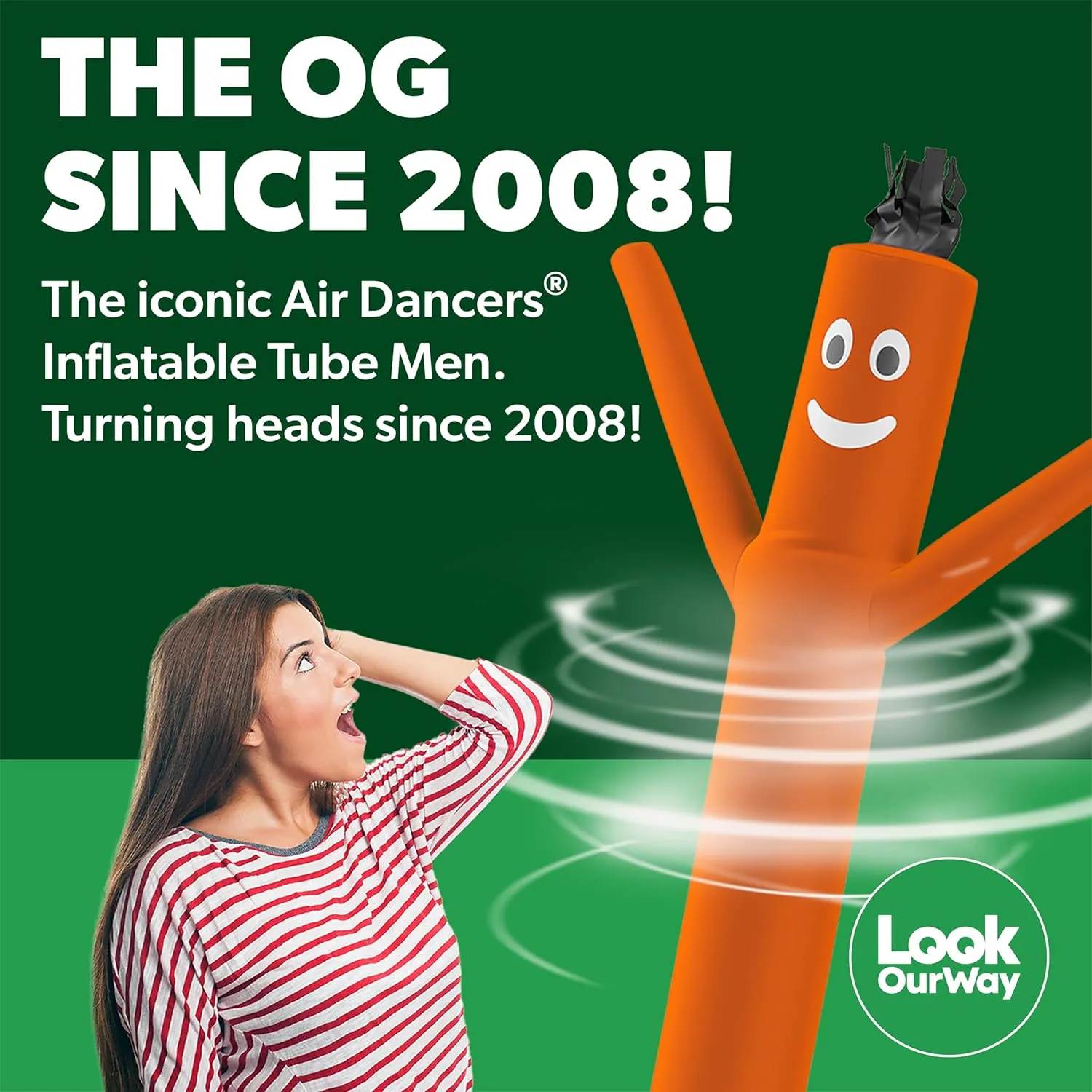 LookOurWay Air Dancers Wacky Waving Inflatable Tube Man Set - 10 Feet Tall Inflatable Dancing Man with Blower - Orange