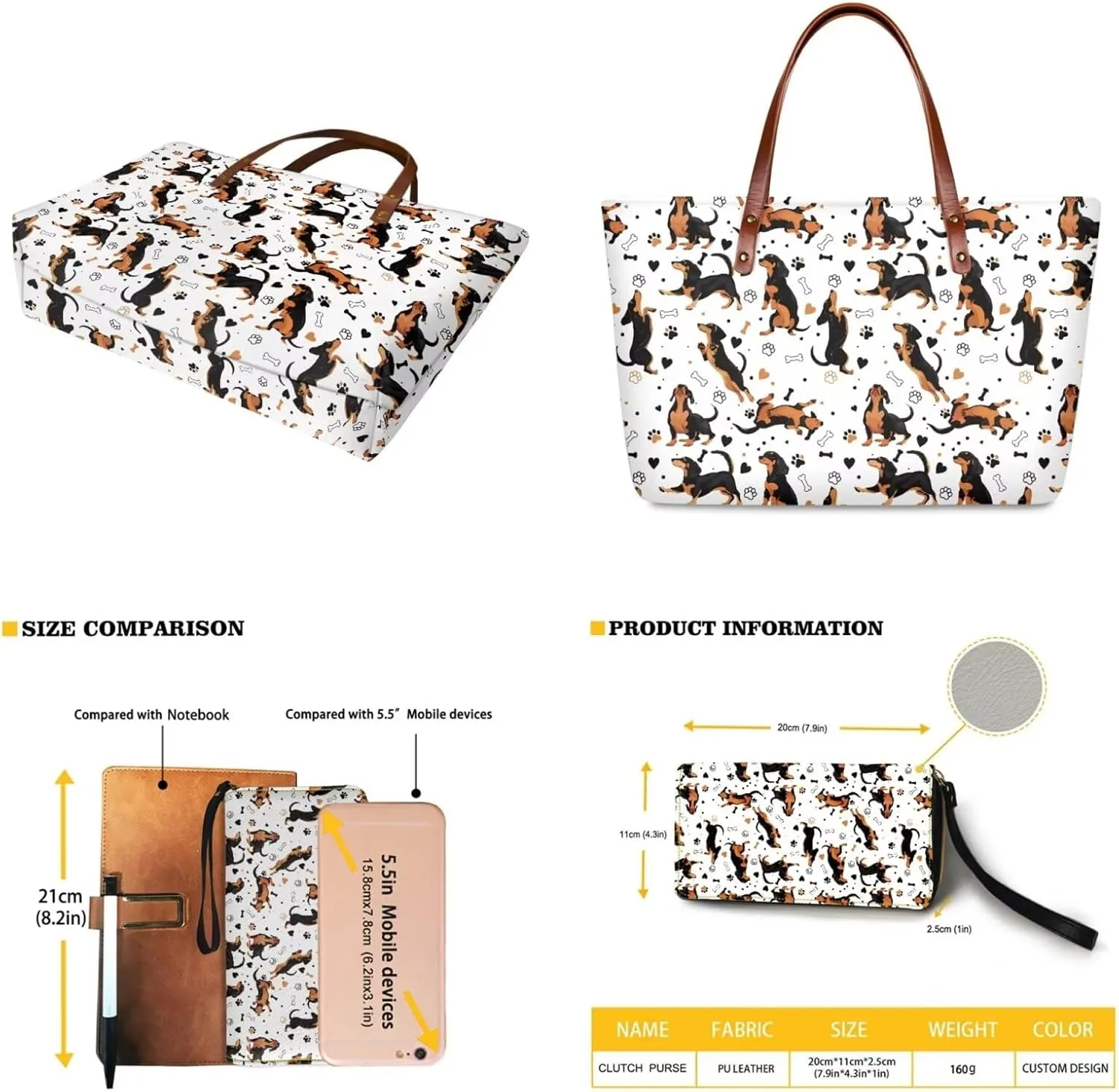 Lotusorchid 2 Pcs Hand bags Purses, Women Top Handle Bag Satchel Shoulder Bag, Large Tote Handbag with PU Wallet