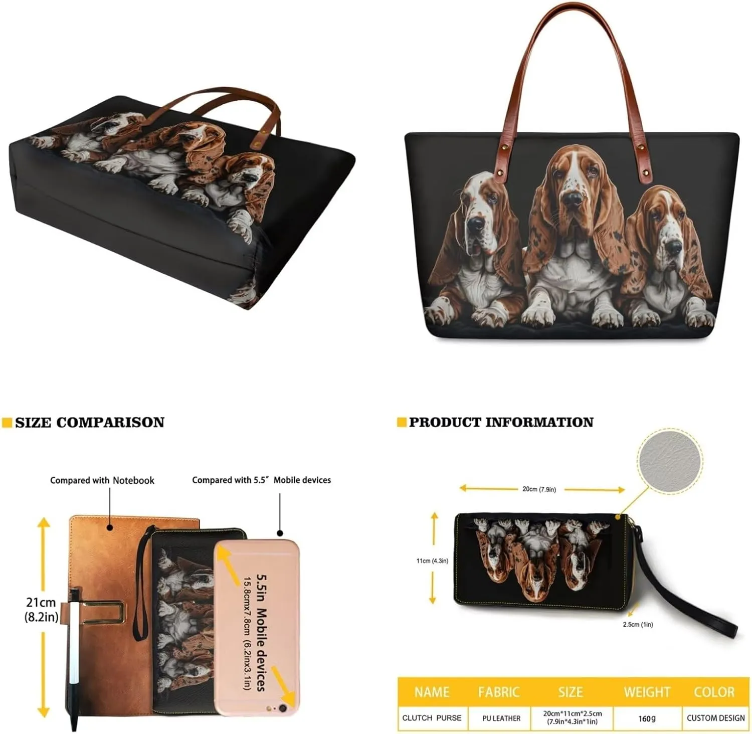 Lotusorchid 2 Pcs Large Tote Handbag with PU Wallet, Women Hand bags Purses, Top Handle Bag Satchel Shoulder Bag