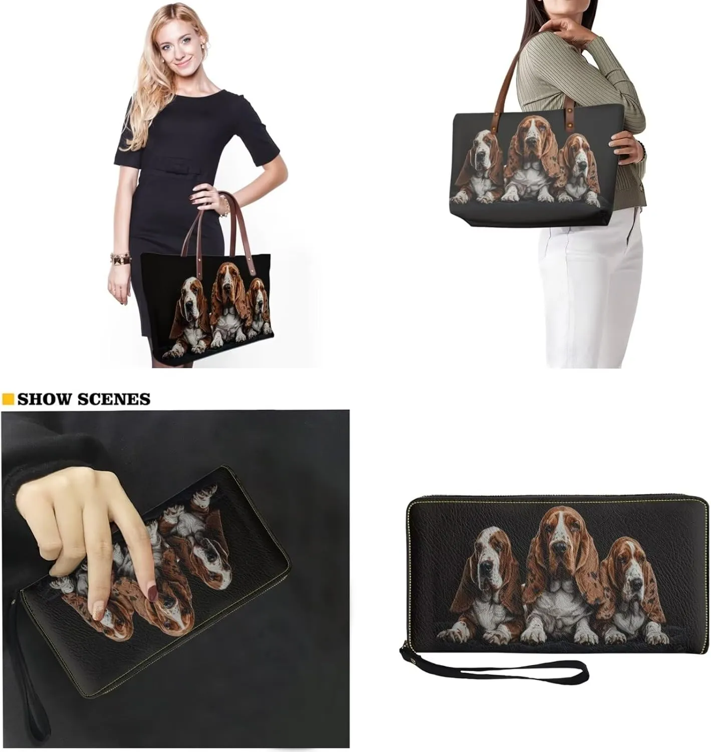 Lotusorchid 2 Pcs Large Tote Handbag with PU Wallet, Women Hand bags Purses, Top Handle Bag Satchel Shoulder Bag