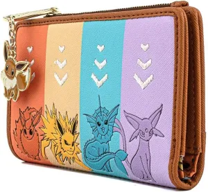 Loungefly Pokemon Eevee Evolutions Flap Wallet with Zipper Charm