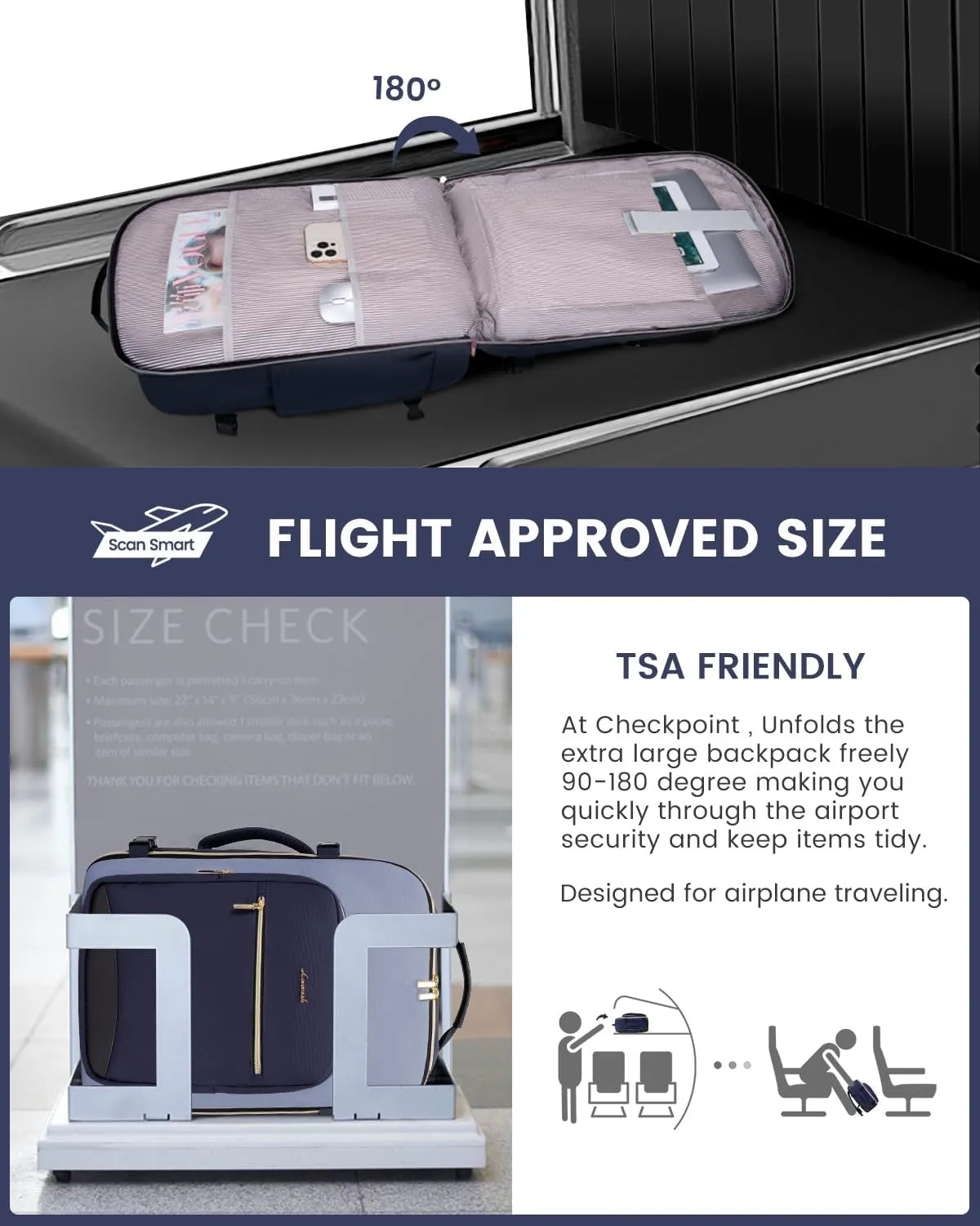 LOVEVOOK 40L Travel Backpack for Women & Men, Large Carry on Backpack for Airplanes with 3 Packing Cubes, TSA Personal Item Travel Bag fits 17" Laptop, Waterproof Weekender Essentials Airline Approved