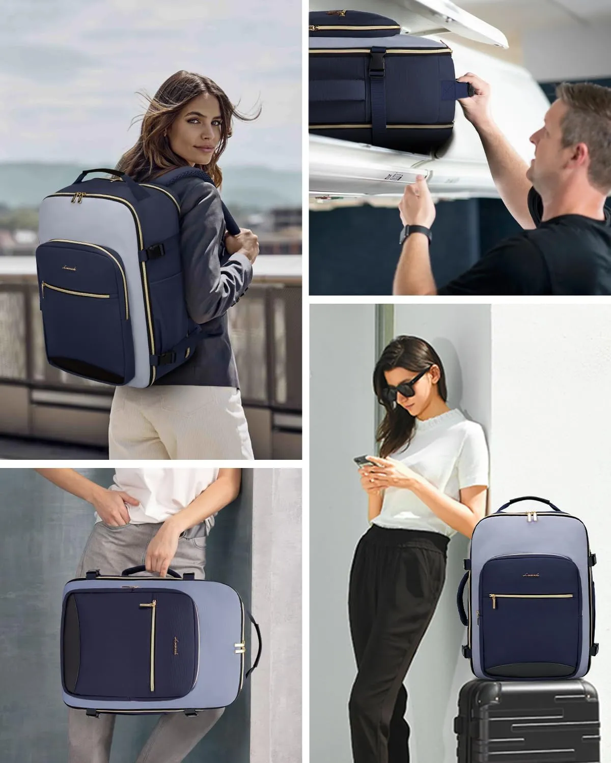LOVEVOOK 40L Travel Backpack for Women & Men, Large Carry on Backpack for Airplanes with 3 Packing Cubes, TSA Personal Item Travel Bag fits 17" Laptop, Waterproof Weekender Essentials Airline Approved
