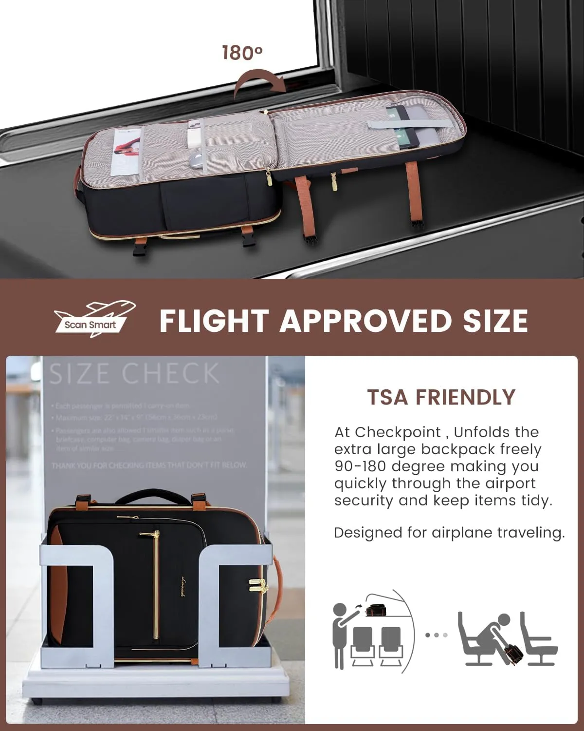 LOVEVOOK 50L Carry on Backpack for Women & Men with 3 Packing Cubes, Large Travel Backpack for Airplanes, TSA Personal Item Travel Bag with Laptop Pocket, Travels Essentials Airline Approved