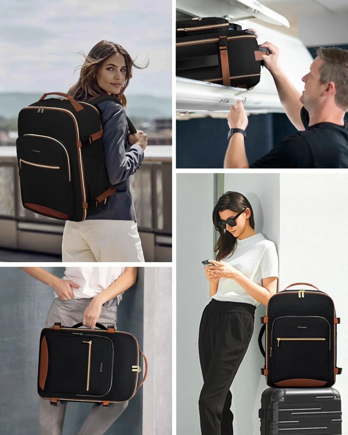 LOVEVOOK 50L Carry on Backpack for Women & Men with 3 Packing Cubes, Large Travel Backpack for Airplanes, TSA Personal Item Travel Bag with Laptop Pocket, Travels Essentials Airline Approved