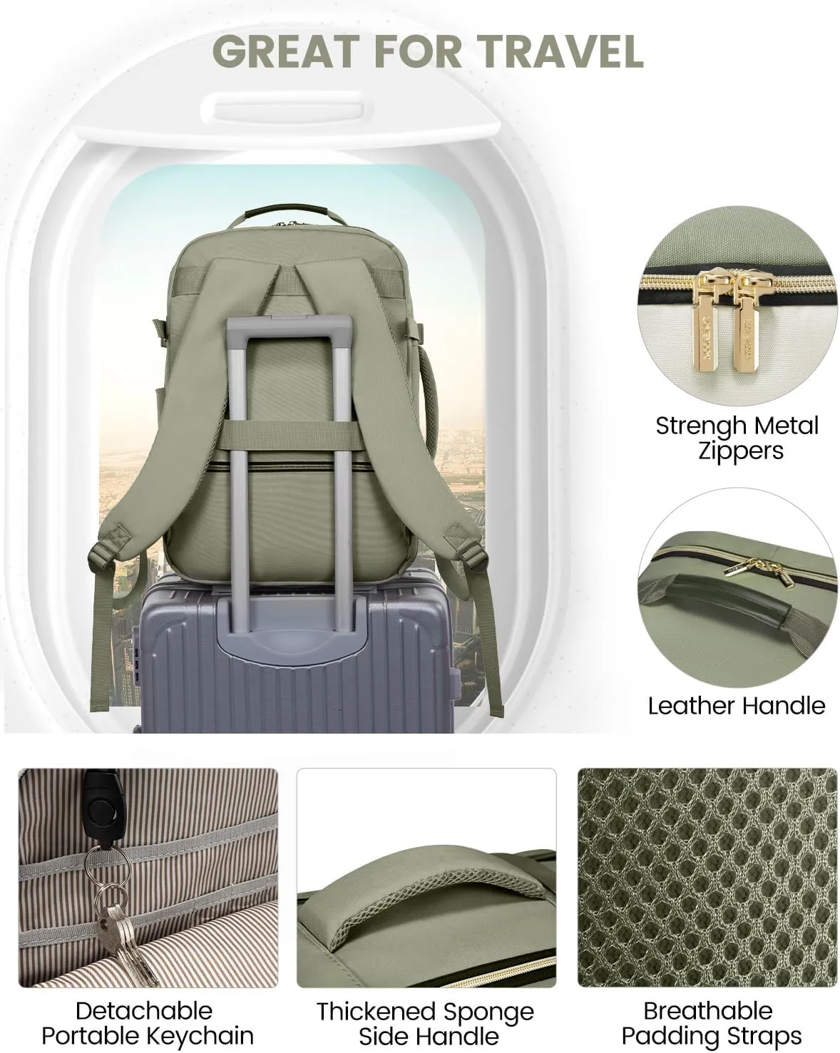 LOVEVOOK 50L Carry on Backpack for Women & Men with 3 Packing Cubes, Large Travel Backpack for Airplanes, TSA Personal Item Travel Bag with Laptop Pocket, Weekender Essentials Airline Approved