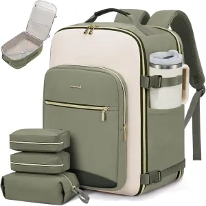 LOVEVOOK 50L Carry on Backpack for Women & Men with 3 Packing Cubes, Large Travel Backpack for Airplanes, TSA Personal Item Travel Bag with Laptop Pocket, Weekender Essentials Airline Approved