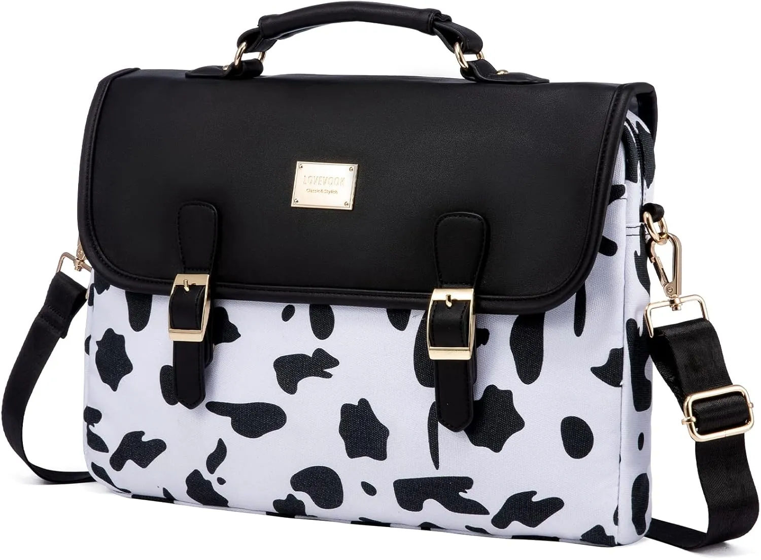LOVEVOOK Computer Bag Laptop Bag for Women Cute Laptop Messenger Bag for Work College, COW