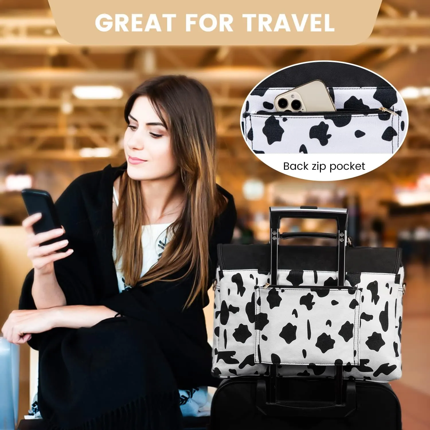 LOVEVOOK Computer Bag Laptop Bag for Women Cute Laptop Messenger Bag for Work College, COW