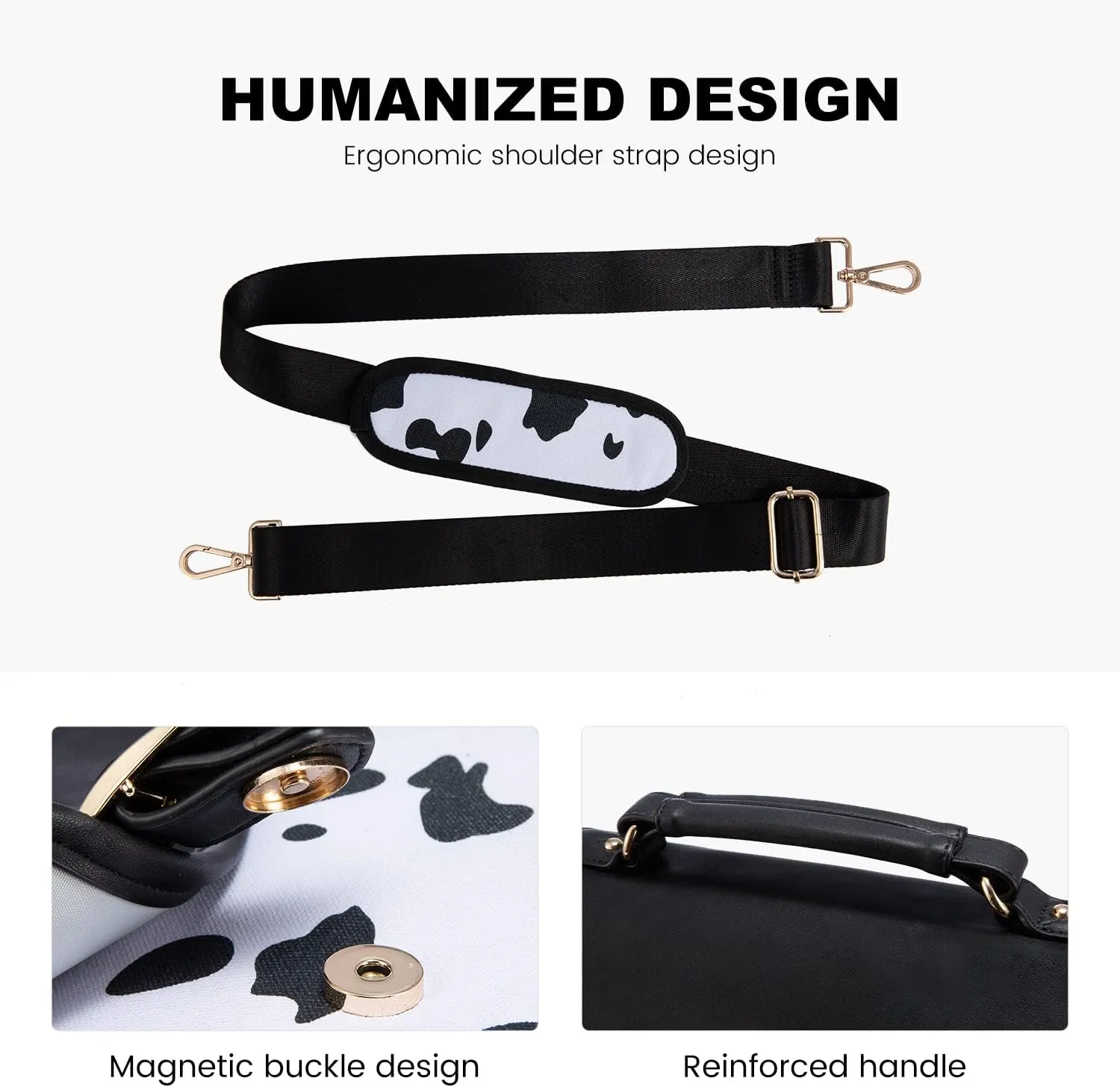 LOVEVOOK Computer Bag Laptop Bag for Women Cute Laptop Messenger Bag for Work College, COW