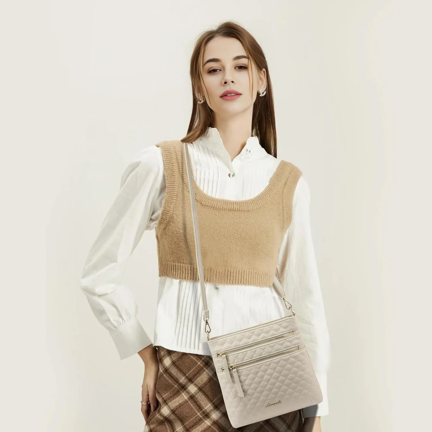 LOVEVOOK Crossbody Purses for Women, Multi Pocket Casual Crossbody Bag, Medium Shoulder Bag Vegan Leather Handbags
