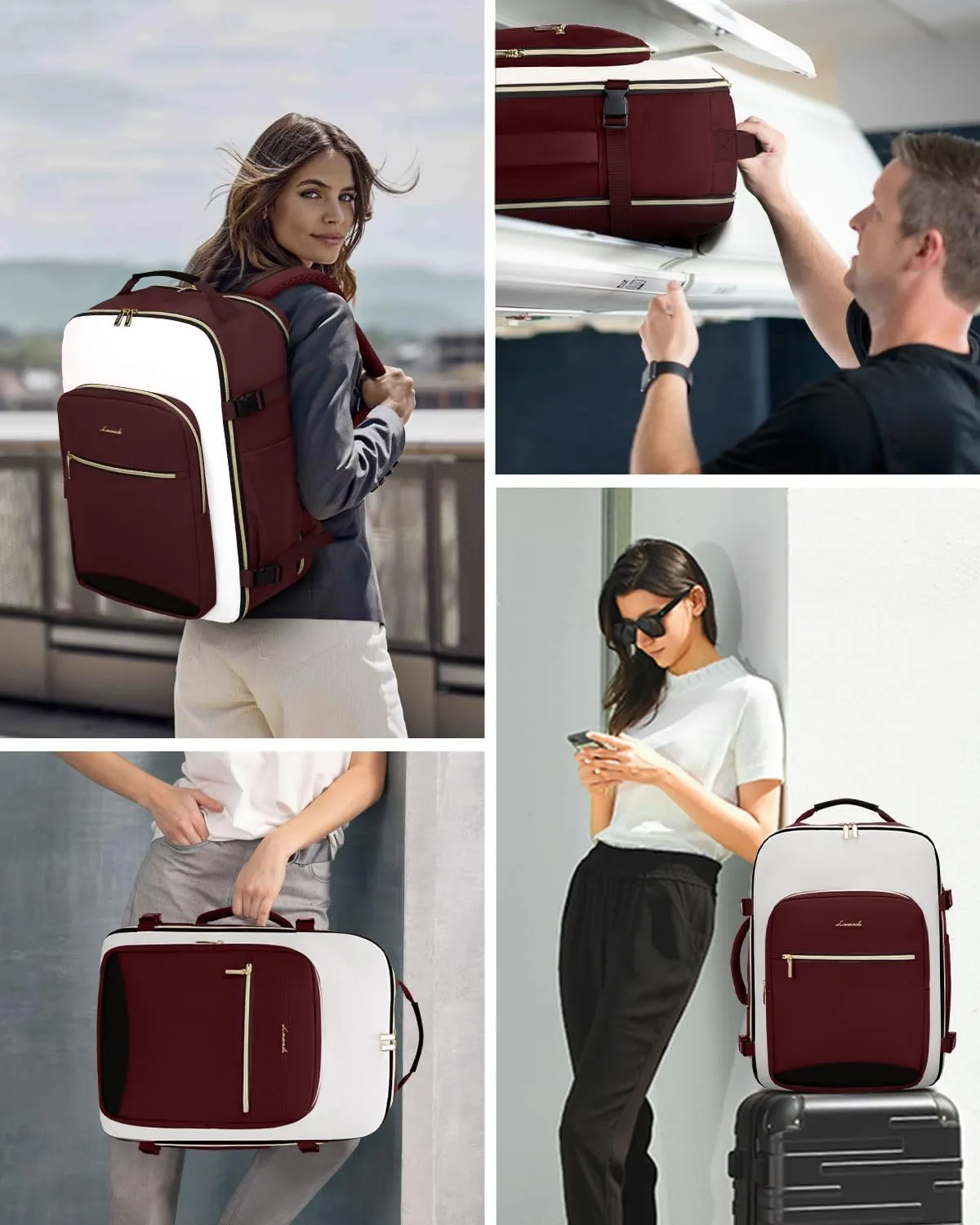 LOVEVOOK Large Travel Backpack for Women & Men, 40L Carry on Backpack for Airplanes, TSA Personal Item Travel Bag fits 17" Laptop, Waterproof Travel Essentials Airline Approved with 3 Packing Cubes