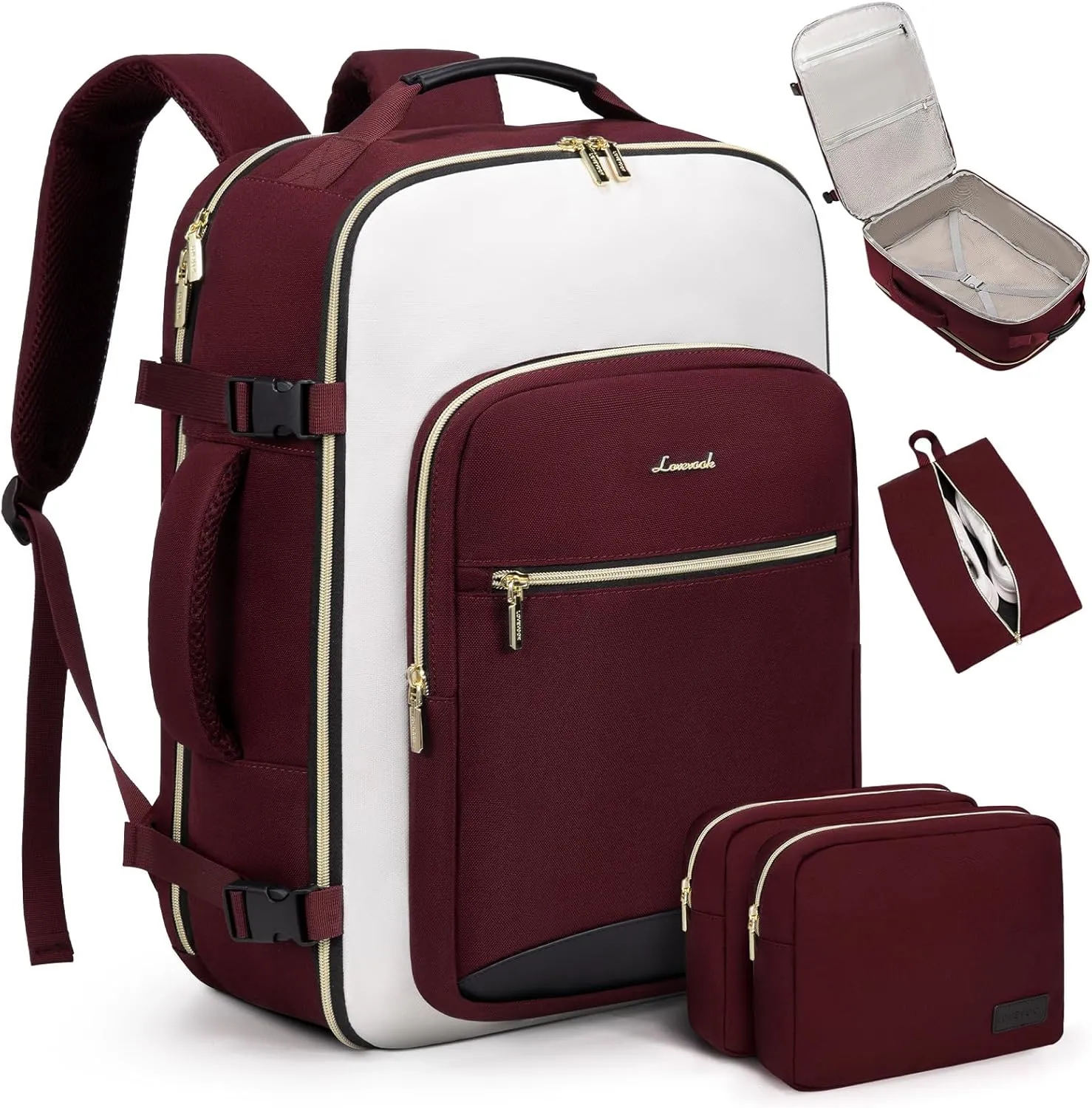 LOVEVOOK Large Travel Backpack for Women & Men, 40L Carry on Backpack for Airplanes, TSA Personal Item Travel Bag fits 17" Laptop, Waterproof Travel Essentials Airline Approved with 3 Packing Cubes