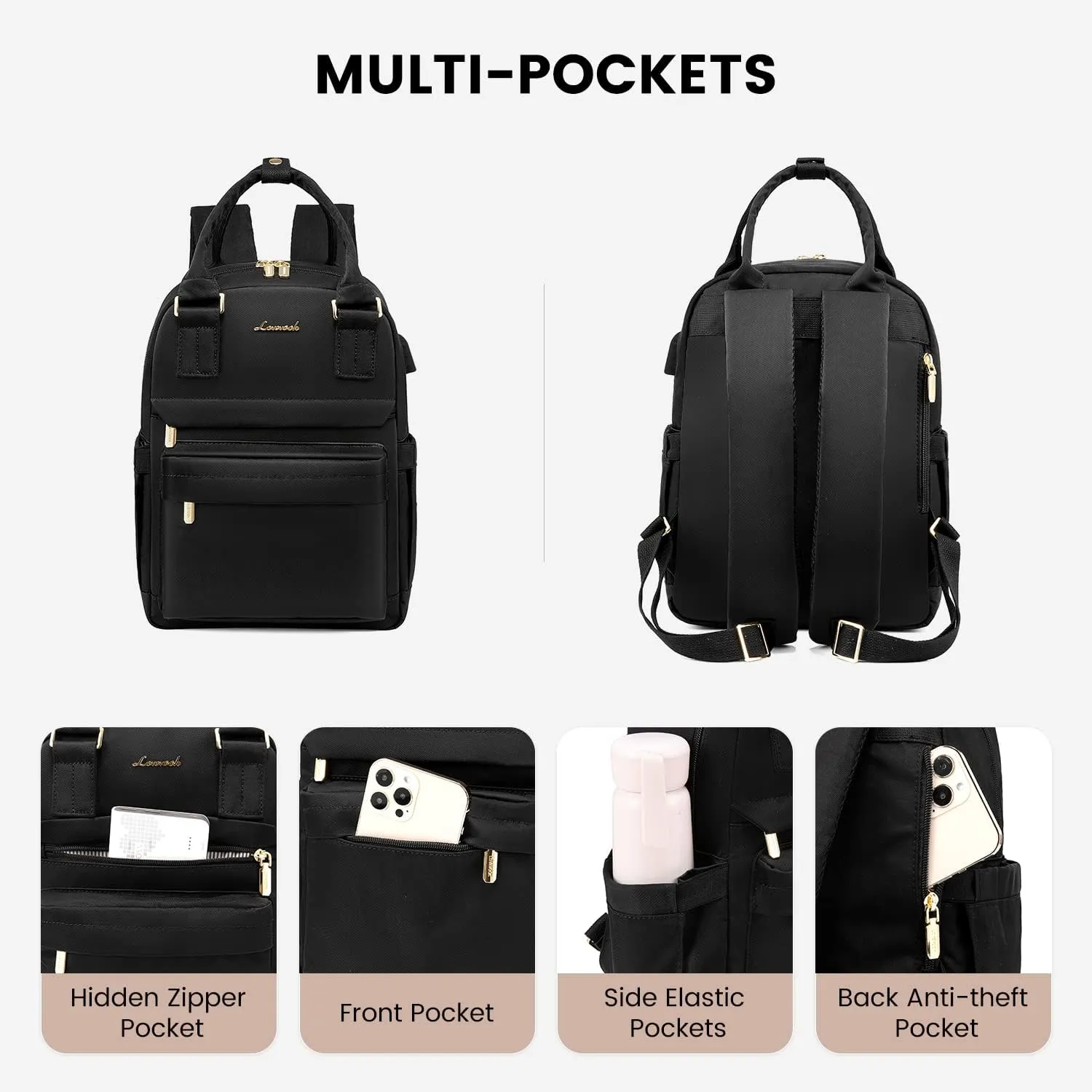 LOVEVOOK Mini Backpack for Women Stylish Waterproof Backpack Purse with USB Port, Cute Bookbag for College School Travel