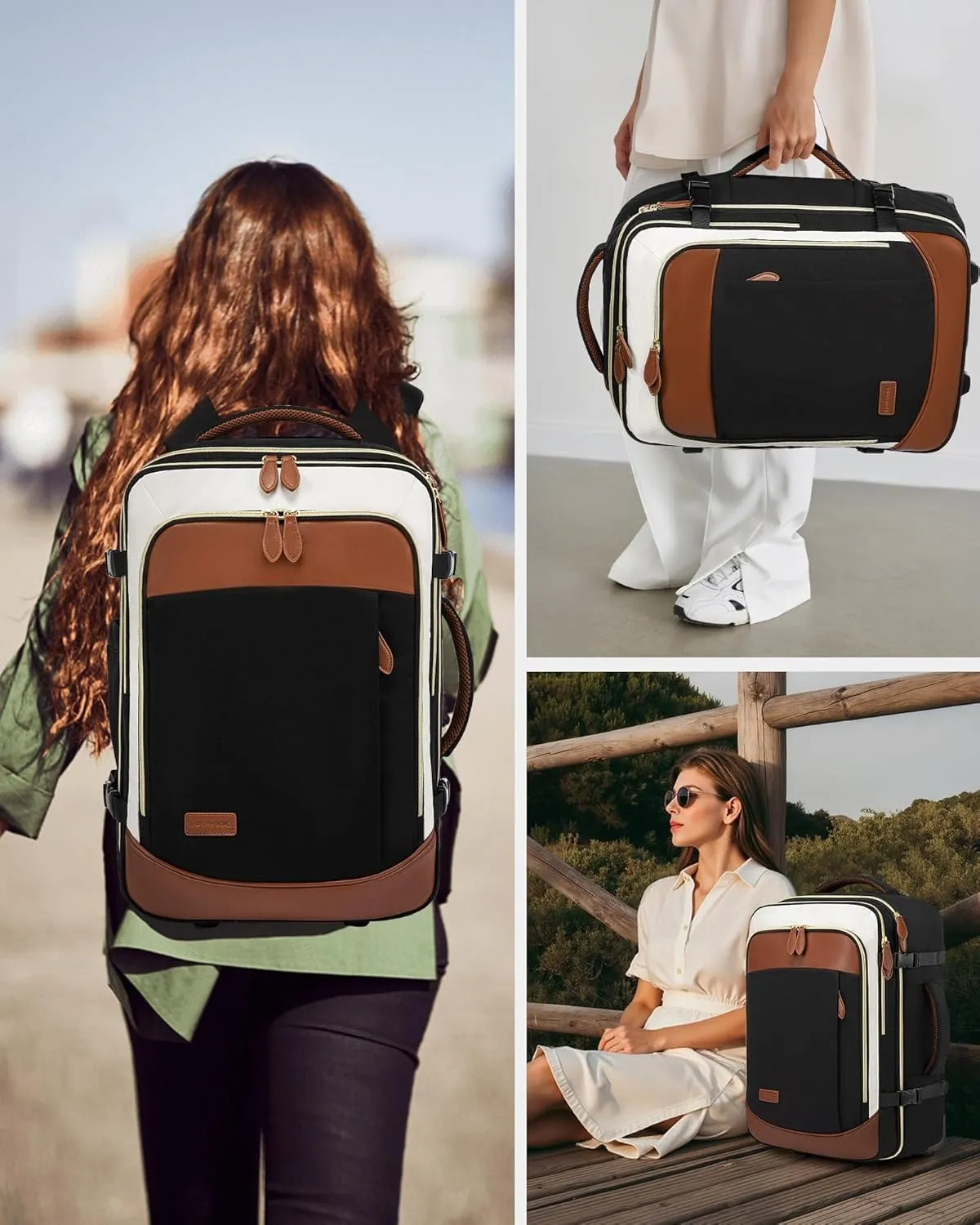 LOVEVOOK Rolling Backpack for Women, 50L Travel Backpack with Wheels, Carry on Luggage for Men, 17.3 Inch Wheeled Laptop Bag, Flight Approved Personal Item Suitcase