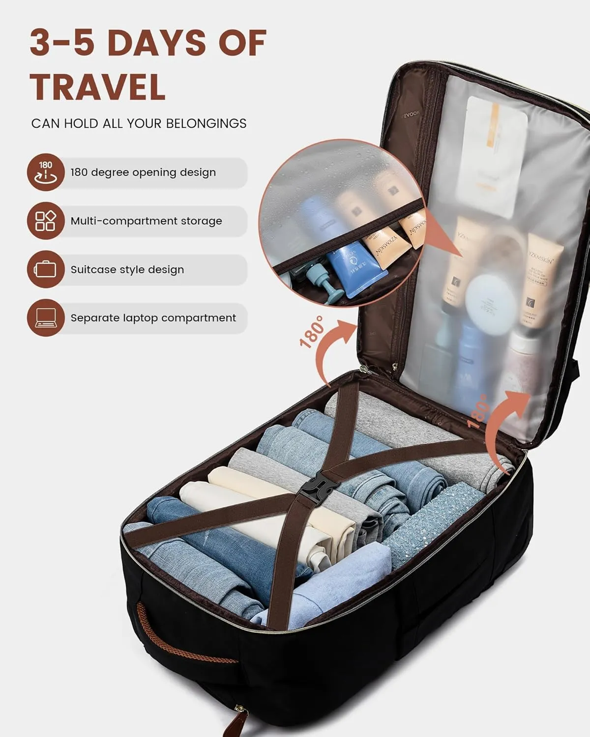 LOVEVOOK Rolling Backpack for Women, 50L Travel Backpack with Wheels, Carry on Luggage for Men, 17.3 Inch Wheeled Laptop Bag, Flight Approved Personal Item Suitcase