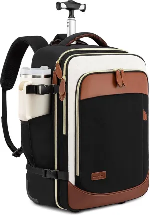 LOVEVOOK Rolling Backpack for Women, 50L Travel Backpack with Wheels, Carry on Luggage for Men, 17.3 Inch Wheeled Laptop Bag, Flight Approved Personal Item Suitcase