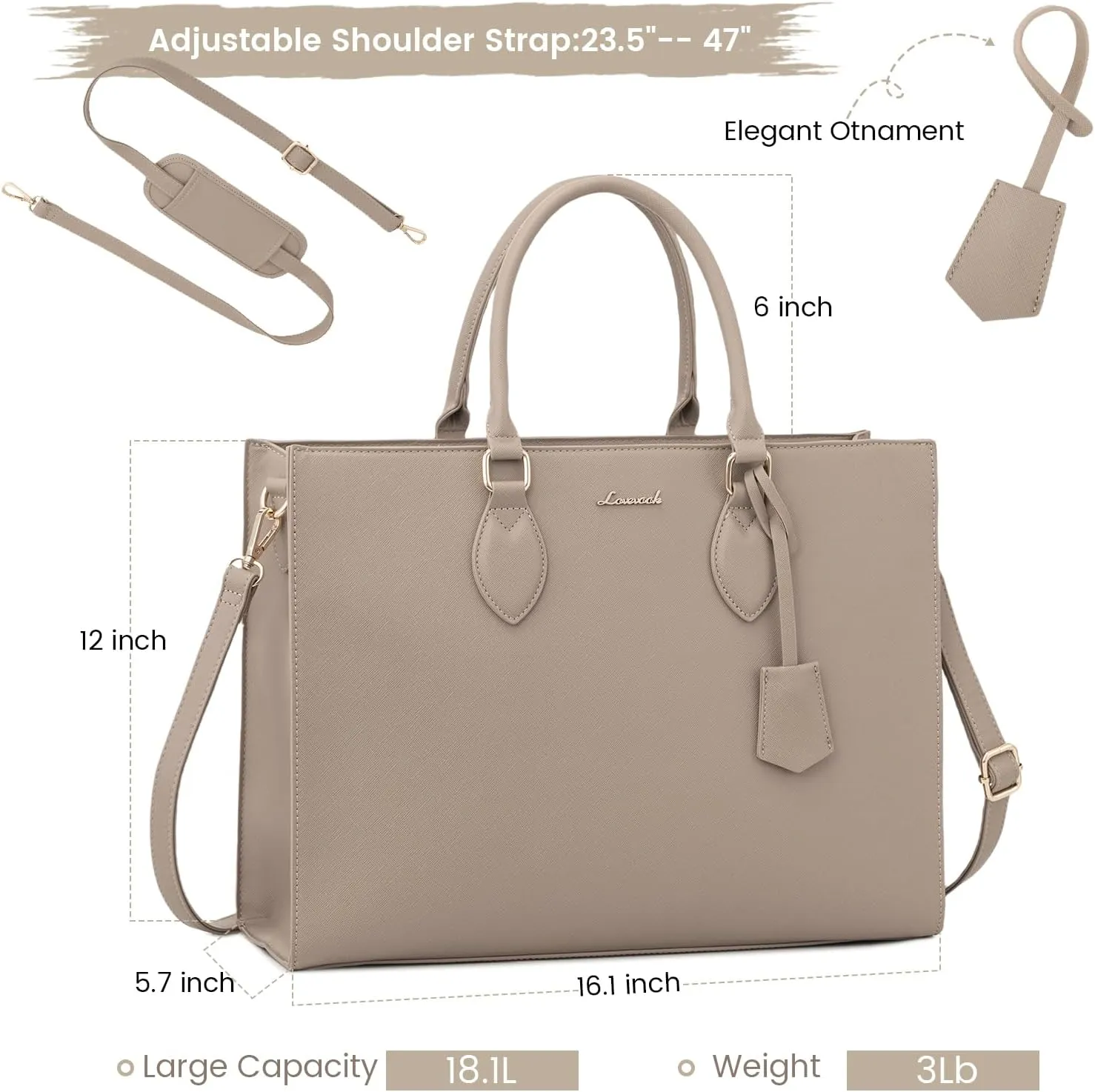 LOVEVOOK Women's 15.6 Inch Laptop Tote Briefcase Business Office Bag