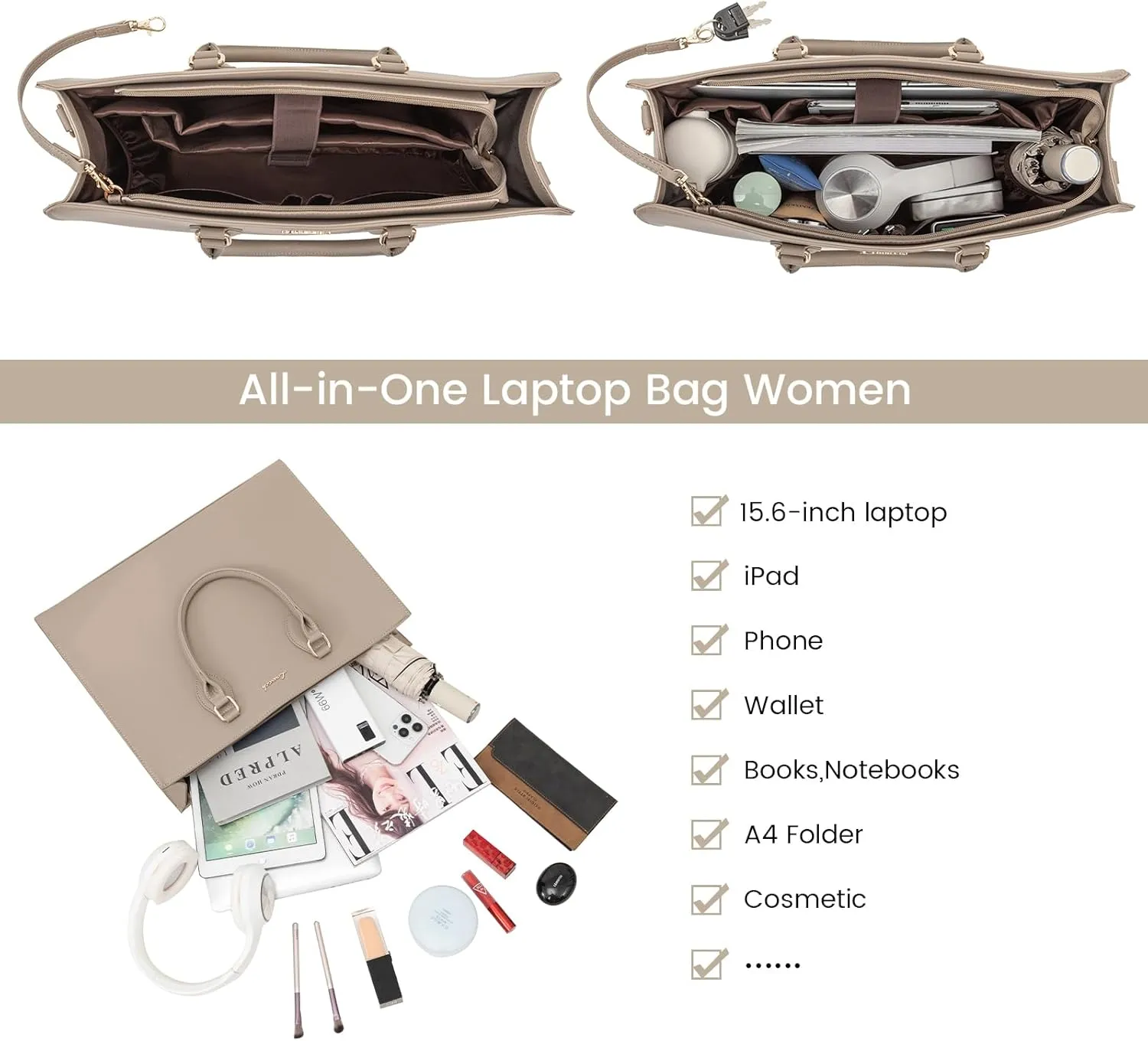 LOVEVOOK Women's 15.6 Inch Laptop Tote Briefcase Business Office Bag