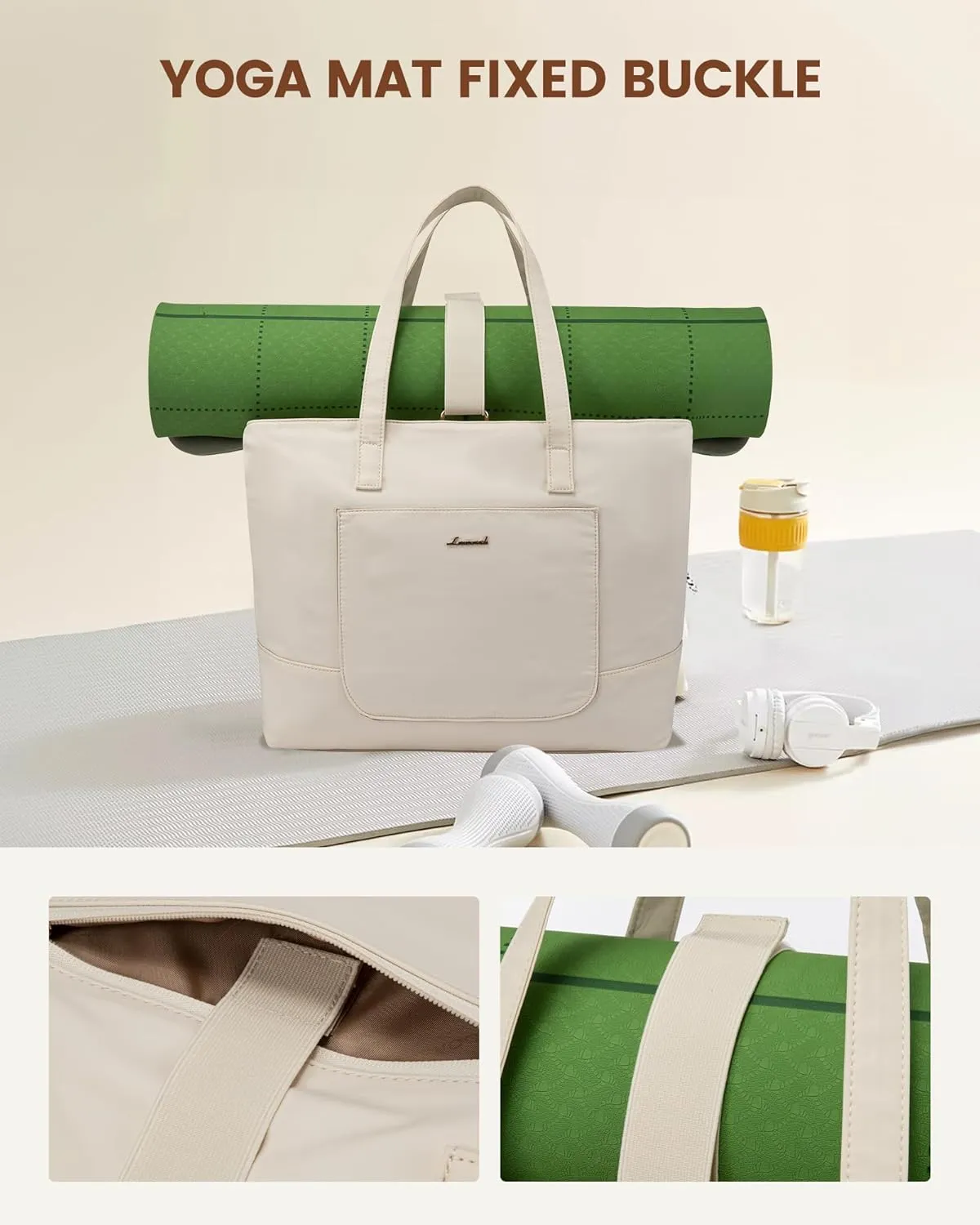 LOVEVOOK Work Tote with Laptop Compartment for Nurse Travel Commuter, Gym Bag with Yoga Mat Strap