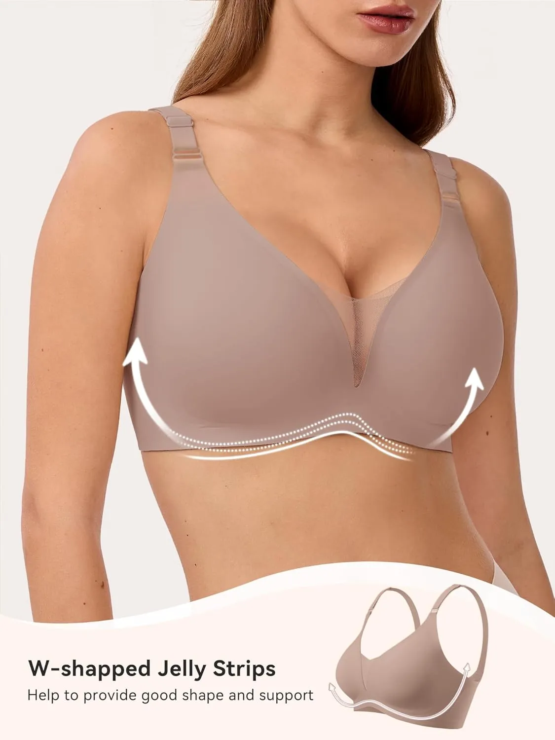 LUCKMEEY Mesh Bras for Women No Underwire Wireless Bras Seamless Push Up Full Coverage Bras Comfortable Bra Everyday Bra