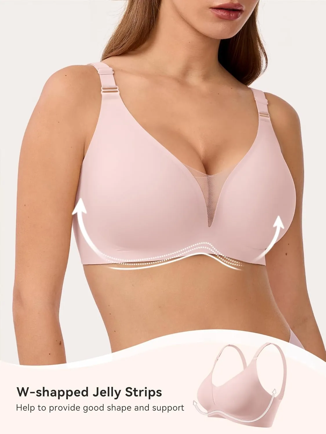 LUCKMEEY Mesh Bras for Women No Underwire Wireless Bras Seamless Push Up Full Coverage Bras Comfortable Bra Everyday Bra