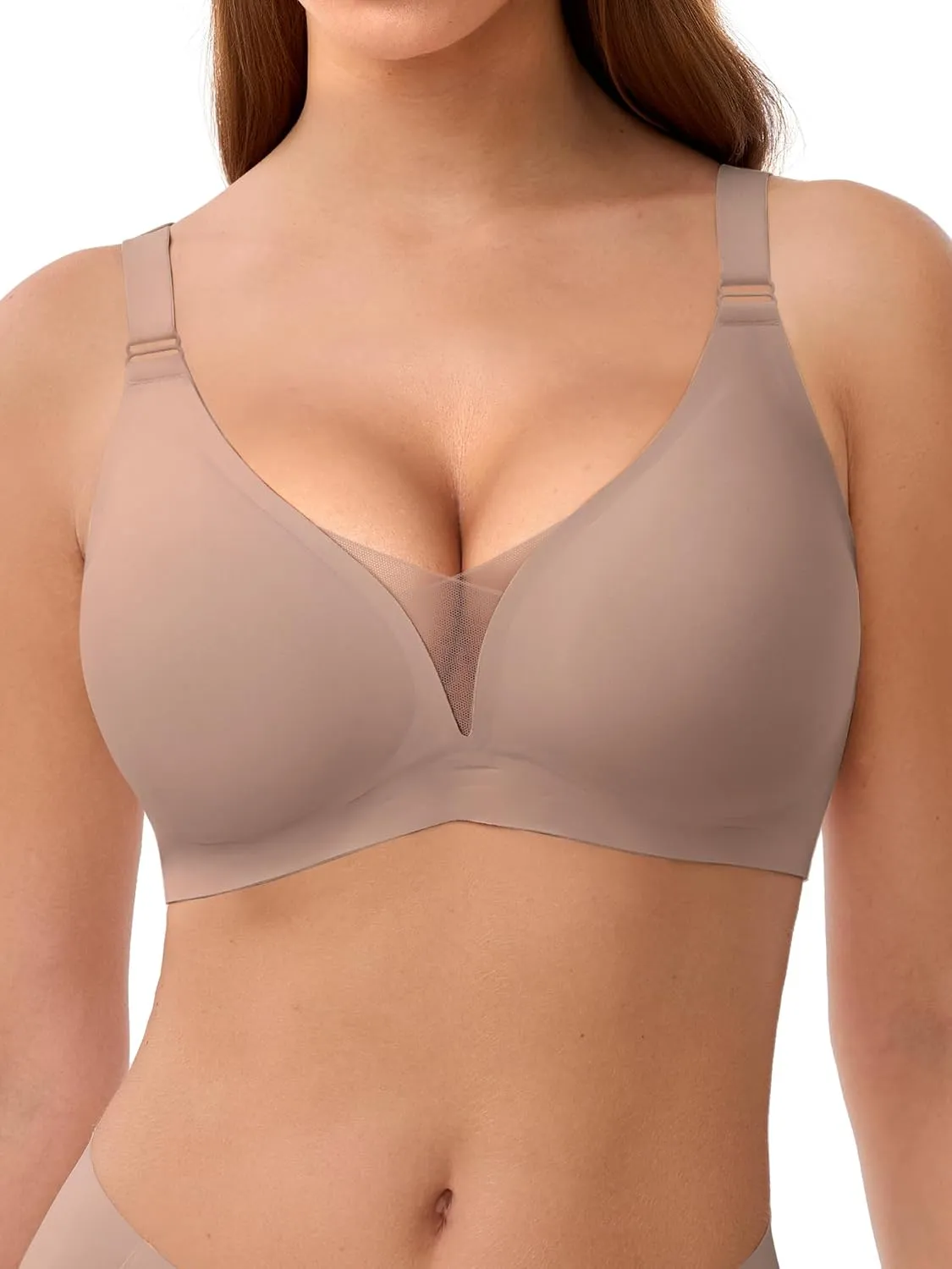 LUCKMEEY Mesh Bras for Women No Underwire Wireless Bras Seamless Push Up Full Coverage Bras Comfortable Bra Everyday Bra