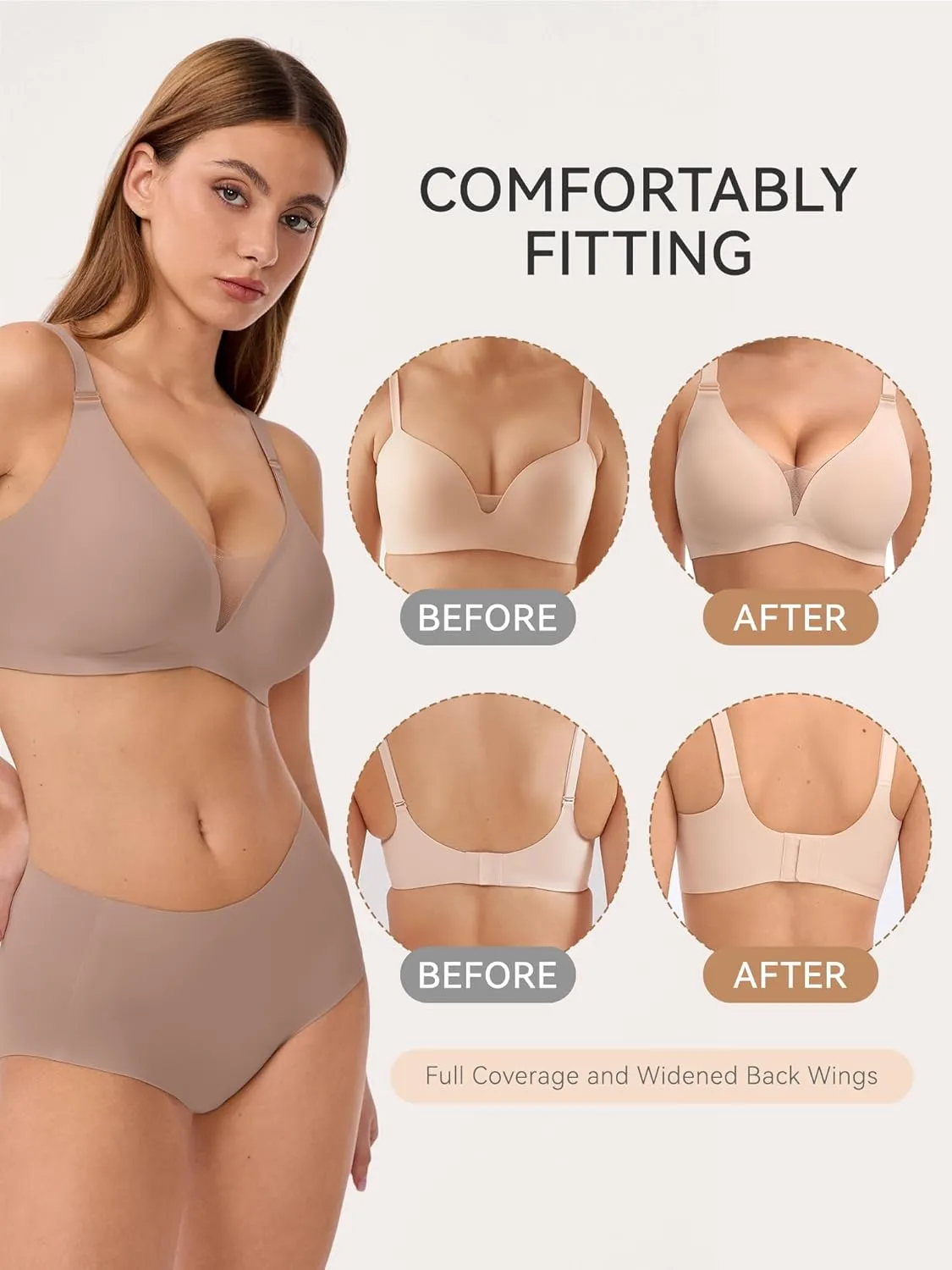LUCKMEEY Mesh Bras for Women No Underwire Wireless Bras Seamless Push Up Full Coverage Bras Comfortable Bra Everyday Bra