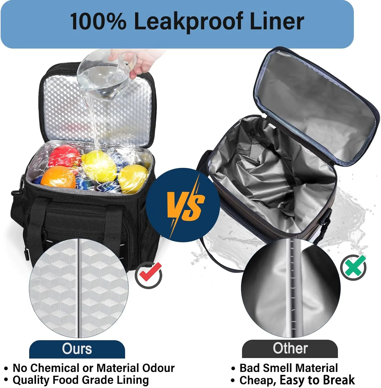 Lunch Box Cooler Bag - Tactical Insulated Lunchbox for Men - Large Lunch Pail Lunch Kit for Adults Work Outdoor Shifts Trips Black 16L