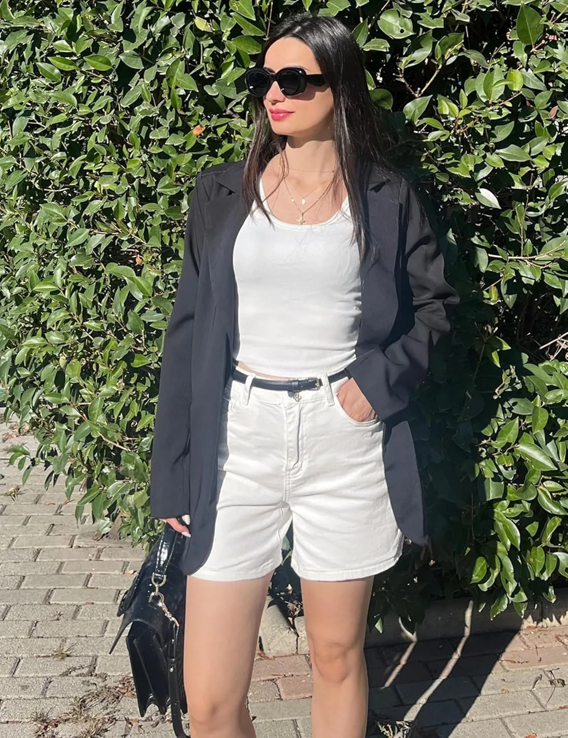 luvamia Jean Shorts for Women High Waisted Trendy Casual Utility Stretchy Denim Jorts Cutoff Long Shorts with Pockets
