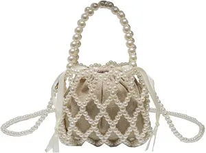 Luxury Pearl Bag Chain Bag Purse Bags, Artificial Pearl Clutch Handmade Bags Evening Bags for Wedding Bridal Party Travel 03