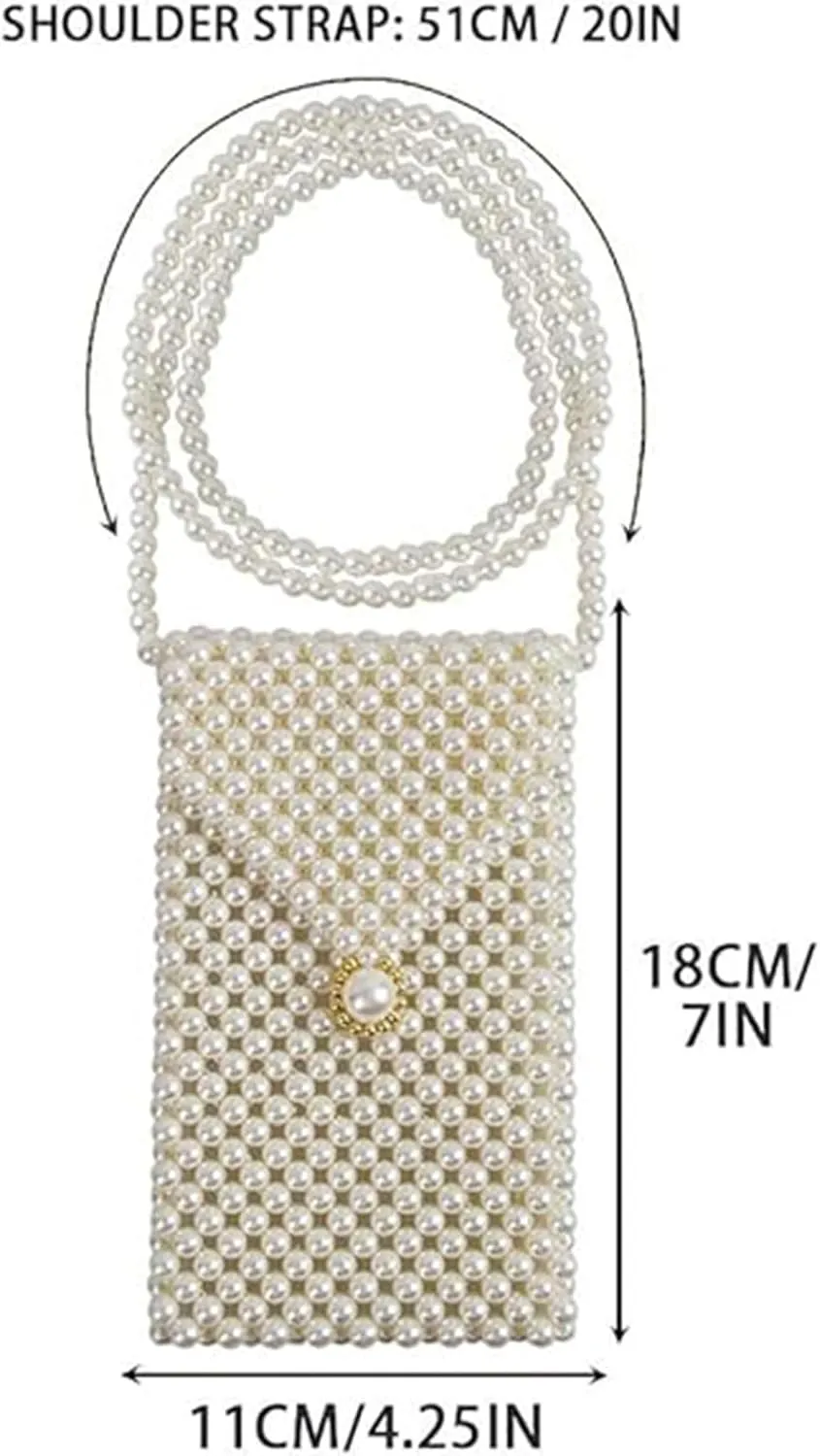 Luxury Pearl Chain Bag Purse, Shoulder Crossbody Evening Bag for Party