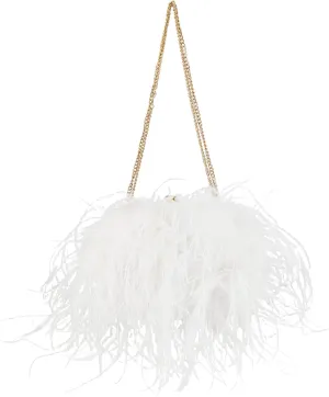 LVCOMEFF Natural Ostrich Feather Purse Premium Handbag Furry Holiday Party Wedding