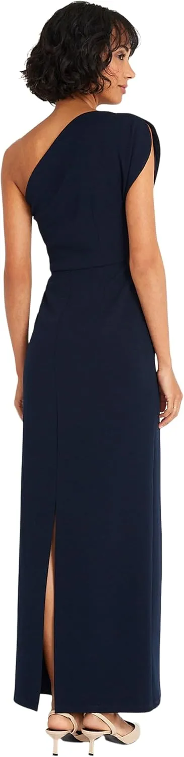 Maggy London Elegant One Shoulder Long Black Tie Maxi Evening Formal Dresses for Women