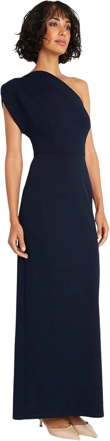 Maggy London Elegant One Shoulder Long Black Tie Maxi Evening Formal Dresses for Women