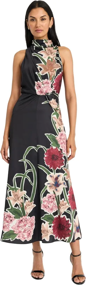 Maggy London Women's Sleeveless Mock Neck Maxi Elegant Floral Print for Wedding Guest-Versatile Formal Dresses