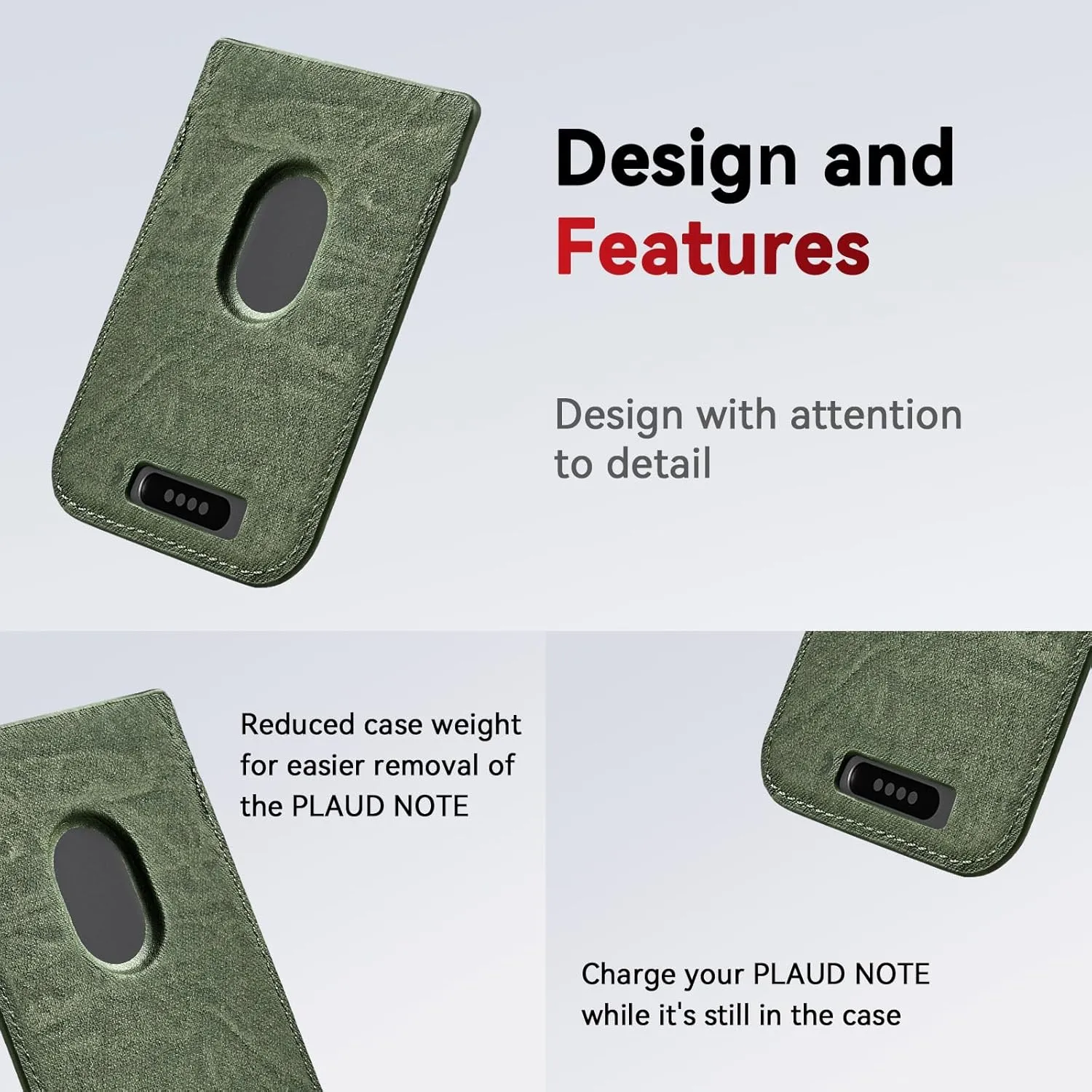 Magnetic Carrying Leather Case for PLAUD Note AI Voice Recorder – Thin Phone Wallet Attachment, Compatible with All Phone Sizes Green (Original Equipment Included, No Additional Purchases Needed)