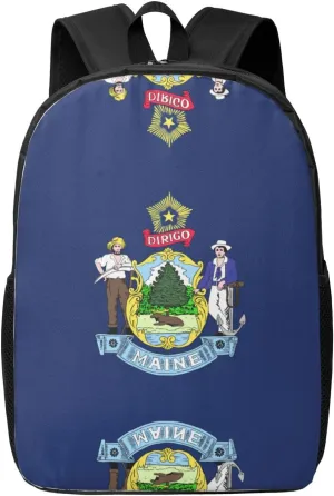 Maine State Flag Print Travel Backpack Carry On Flight Approved-Laptop Backpack,Personal Item Travel Bag with Friendly Design