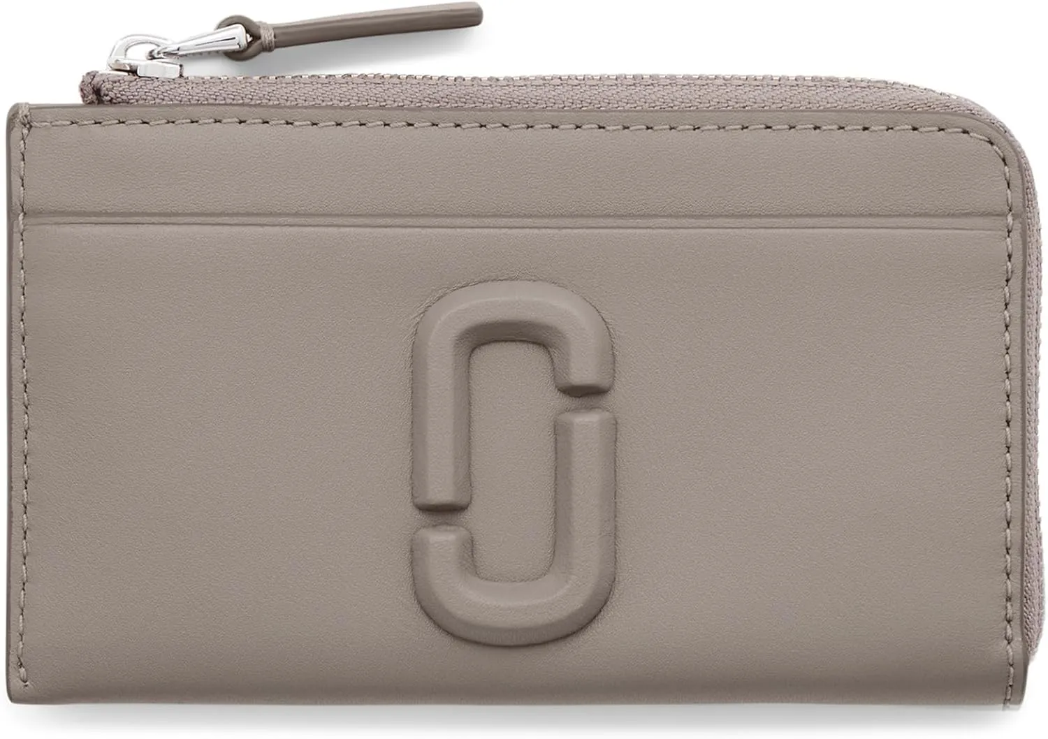 Marc Jacobs The Leather Covered J Marc Top Zip Multi Wallet, Cement