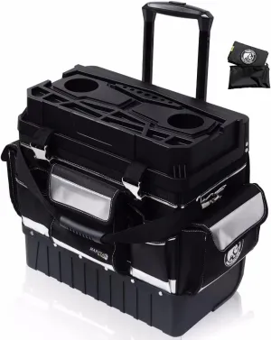 MARUTAI 18'' Rolling Tool Bag with Wheels, Tool Bags Organizer, with Telescopic Handle and Waterproof Cover, 330lbs Load Rated, Storage Manager Toolbox for Camping, Construction Sites