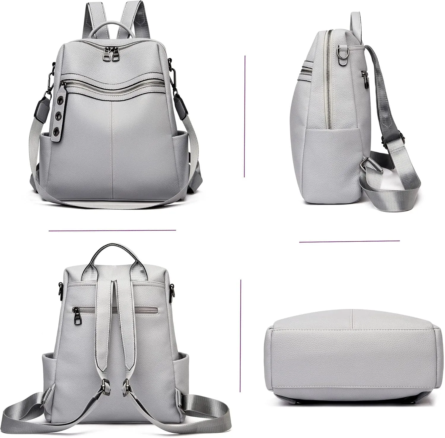 Maxoner Backpack Purse for Women Fashion Genuine Leather Convertible Shoulder Handbag Travel Bag Satchel Rucksack Ladies Bag