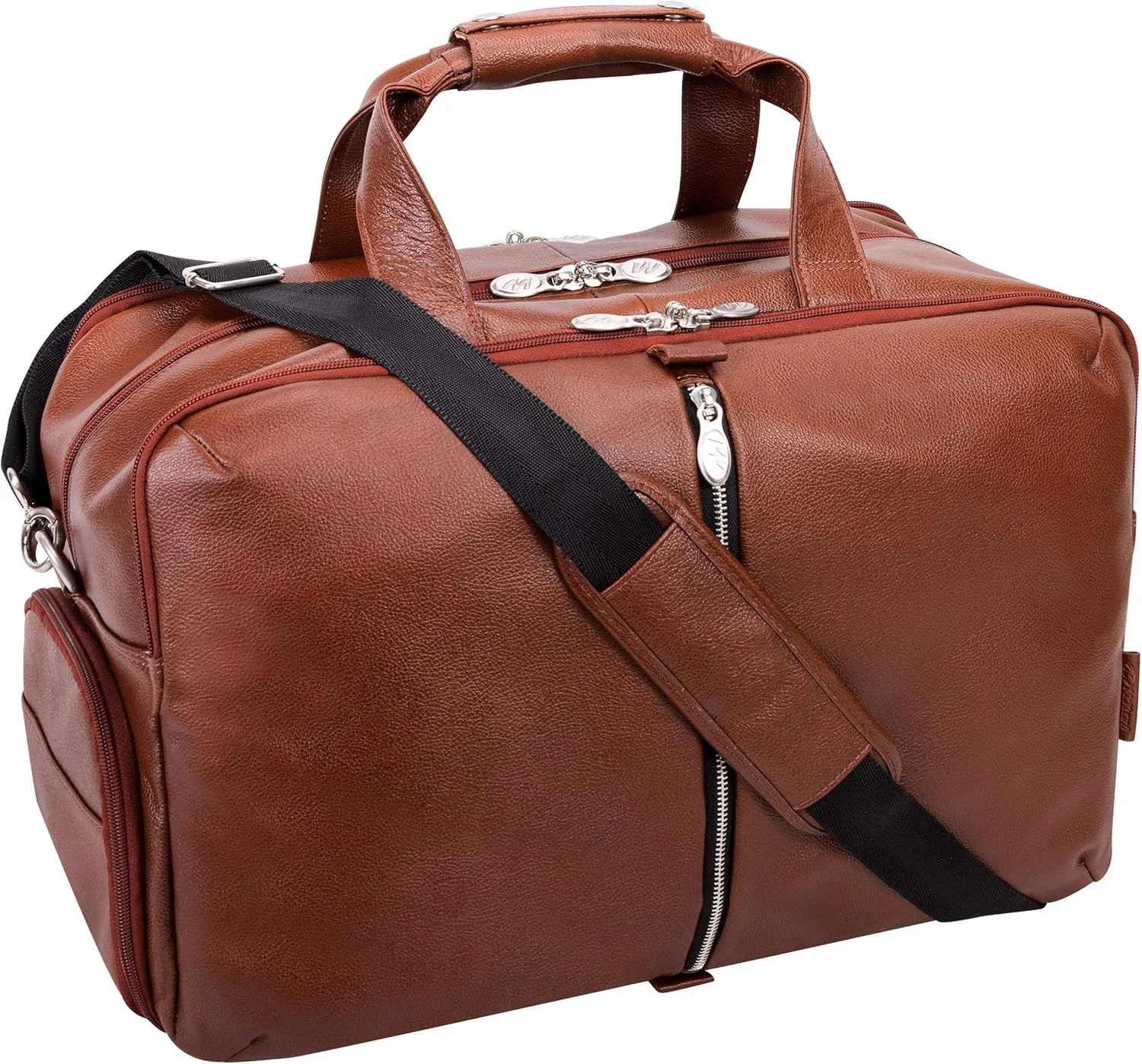 McKlein 19" Leather, Triple Compartment, Carry-All, Travel, Laptop Duffel- AVONDALE- Brown