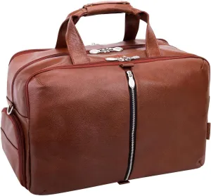 McKlein 19" Leather, Triple Compartment, Carry-All, Travel, Laptop Duffel- AVONDALE- Brown