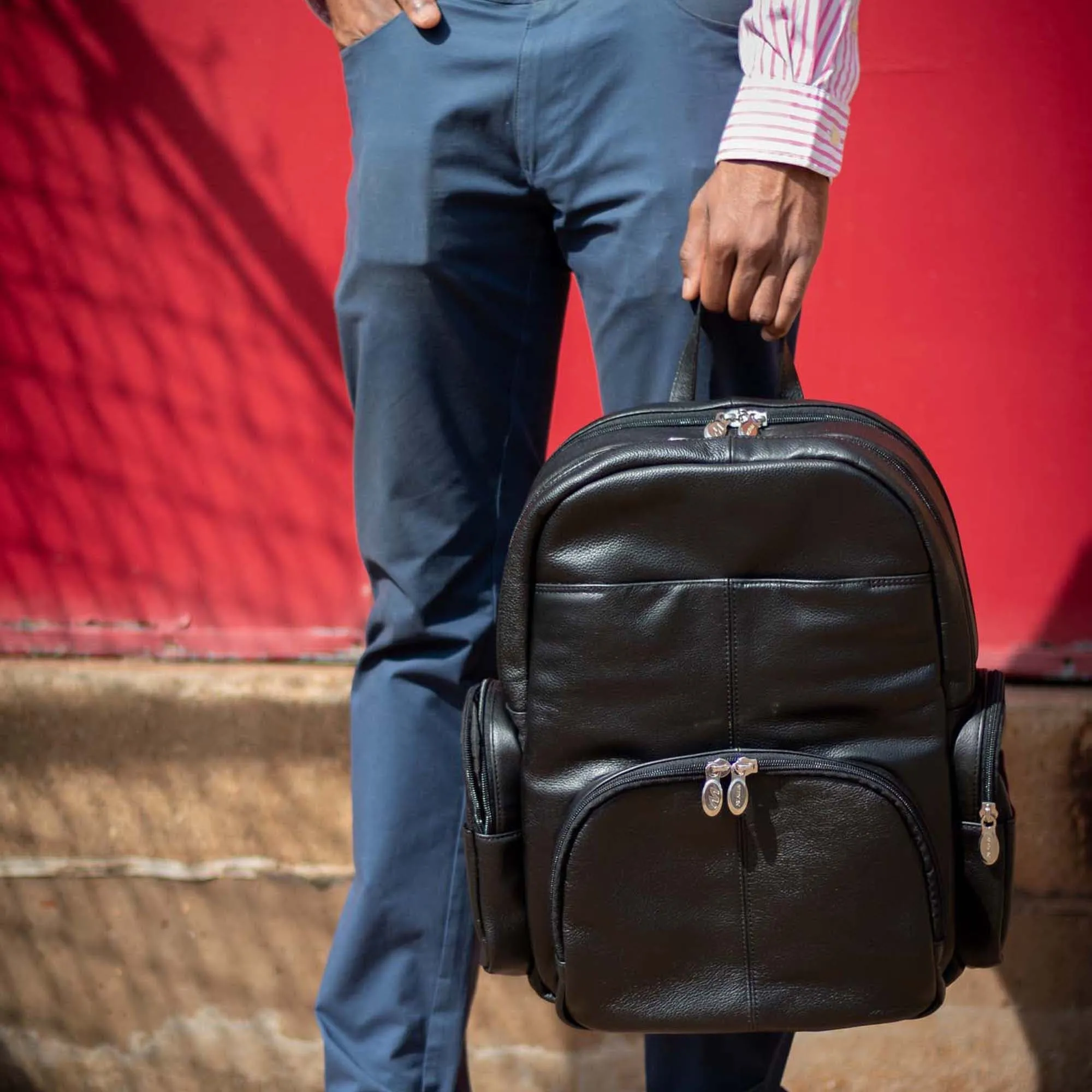 McKlein USA Cumberland 15" Leather Dual Compartment Laptop Backpack