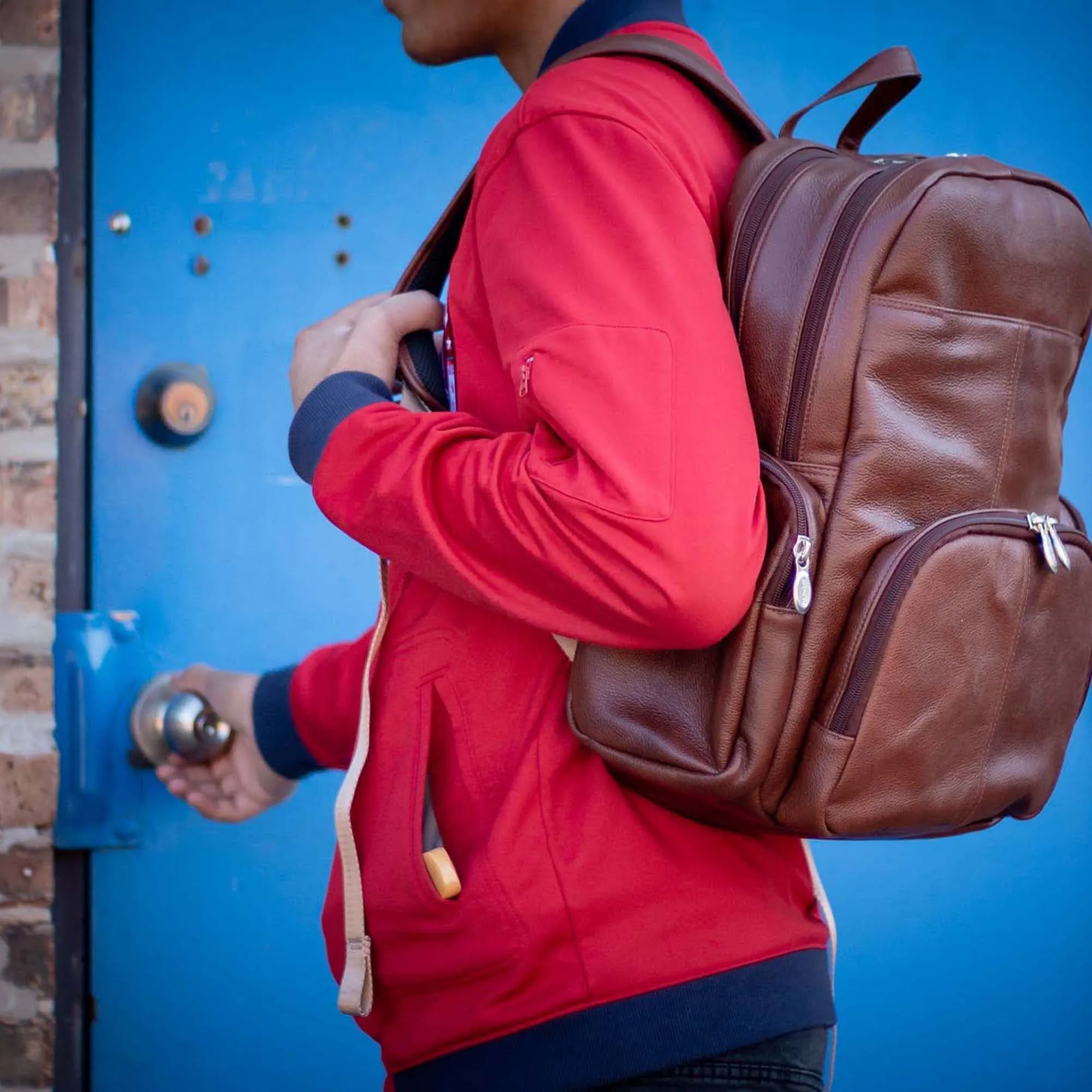 McKlein USA Cumberland 15" Leather Dual Compartment Laptop Backpack