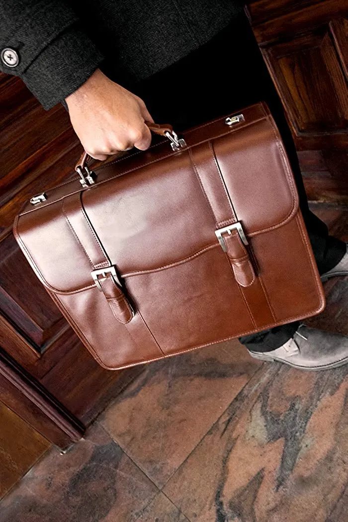 McKlein USA Flournoy 15" Leather Double Compartment Laptop Briefcase