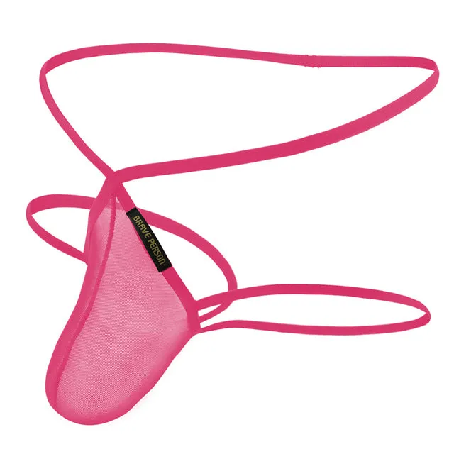 Men Briefs Thongs Pouch Mesh Transparent Underwear